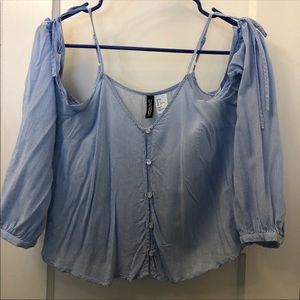 H&M Blue Lightweight Off-the-Shoulder Top